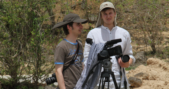 FLTR: Manuel Pater and Tamas Hodik, students at the University of Applied Sciences OWL, while taking shots in Salalah